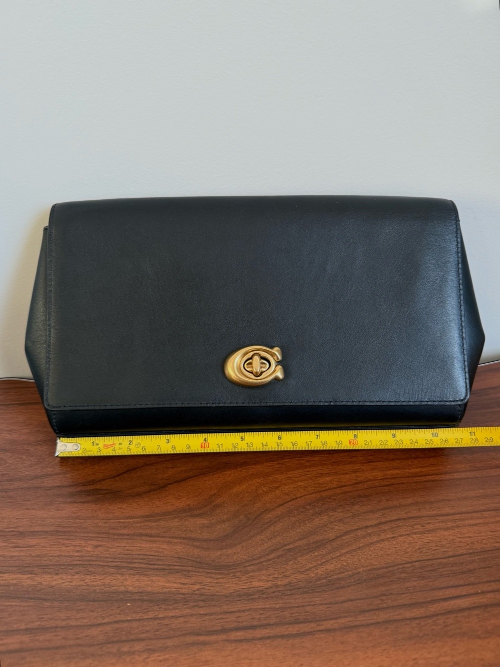 Coach Black Leather Clutch with Gold Turnlock - Picture 14 of 16